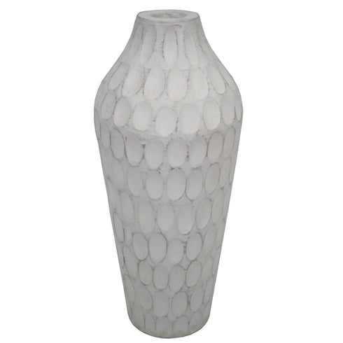 Wooden Ribed Flower Vase  9"BDX5"HT